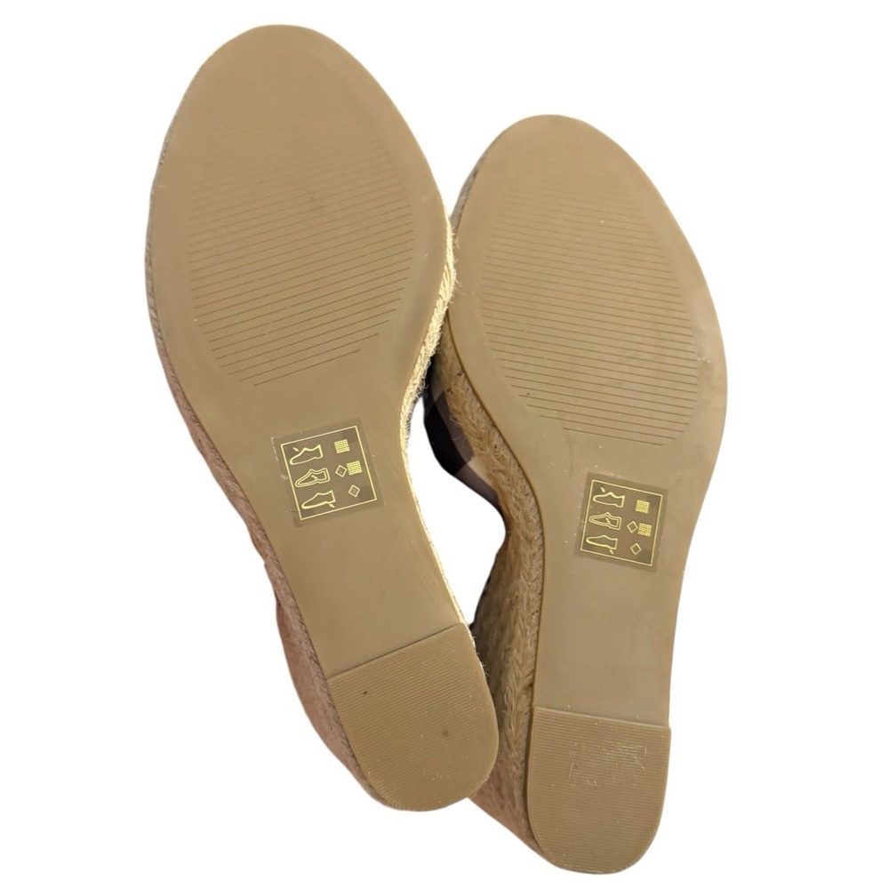 Draper‎ James Navy Gingham Espadrille Wedges Size 8 Ankle Wrap Southern Chic - Picture 7 of 13
